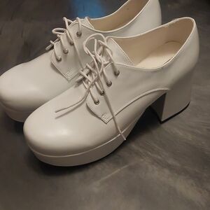 Men's White Platform Oxfords